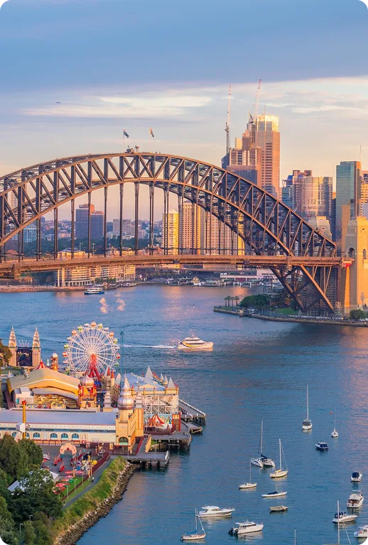 downtown sydney skyline australia from top view twilight